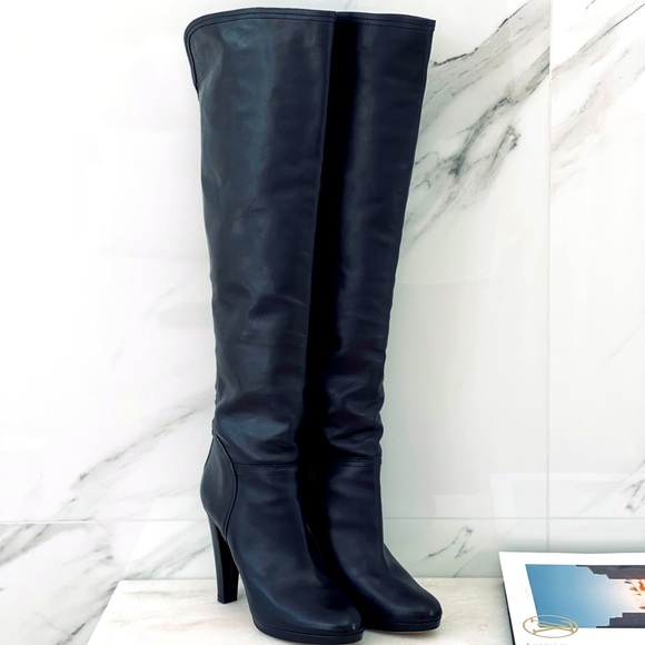 JIMMY CHOO black leather boots tall over the knee EU39 US8.5 - Picture 1 of 10